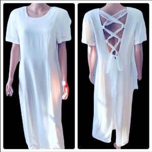 CDC Off White Crisscross Tie Back Maxi Dress Sz 12